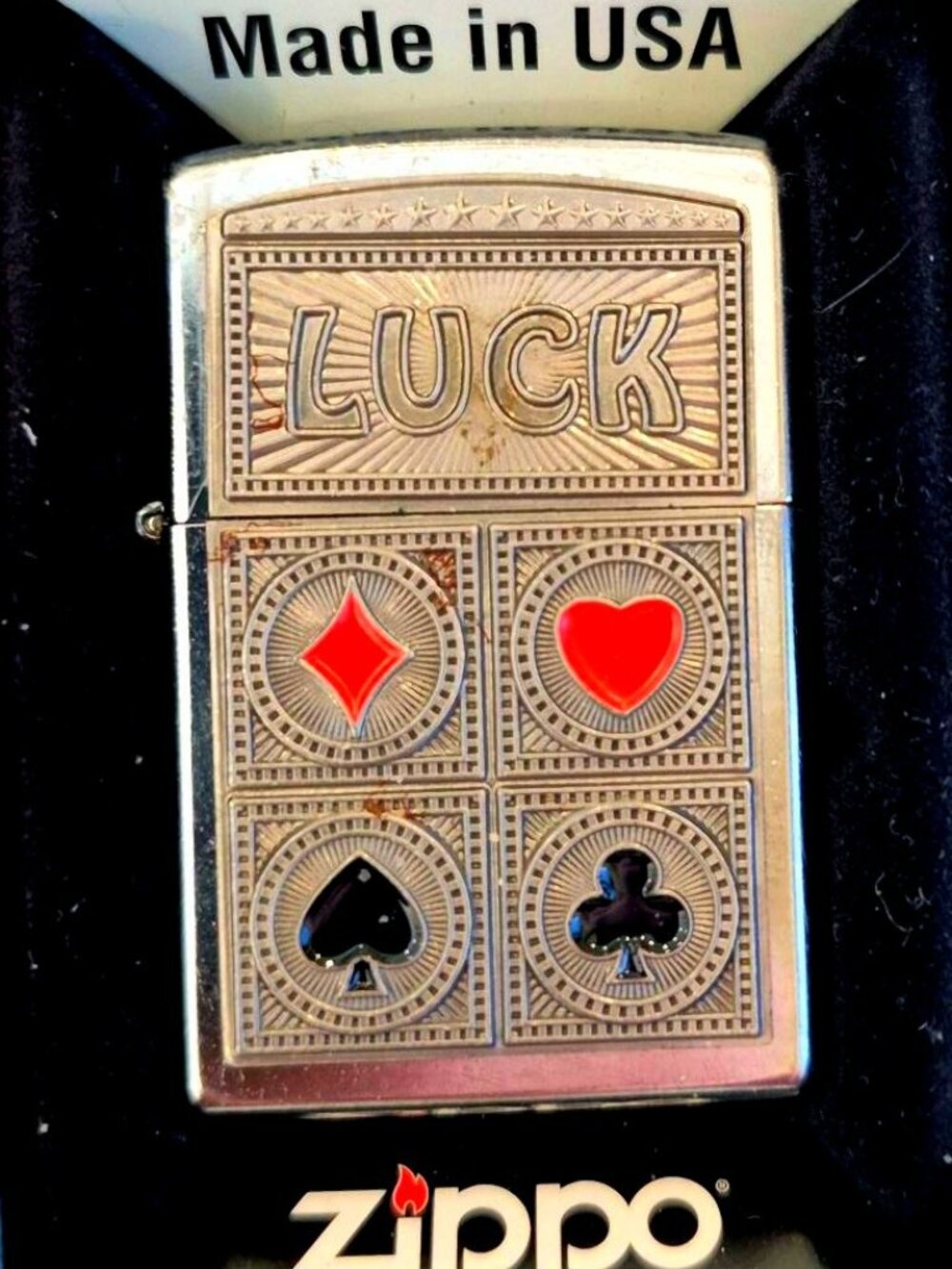 Sharp 2015 Lucky Enameled Suits Emblem Zippo Lighter